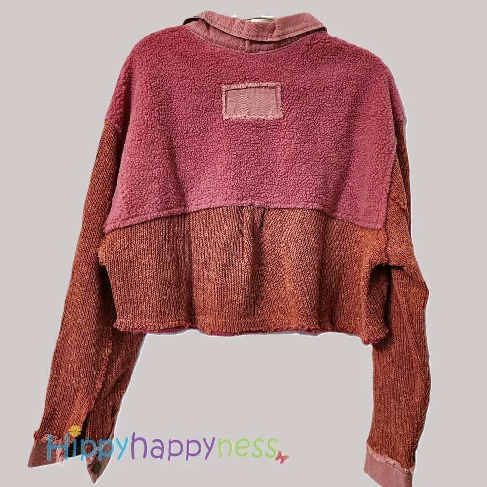 New POL Crop Jacket Shacket Barbie Pink Sherpa Size NWT - Picture 3 of 6
